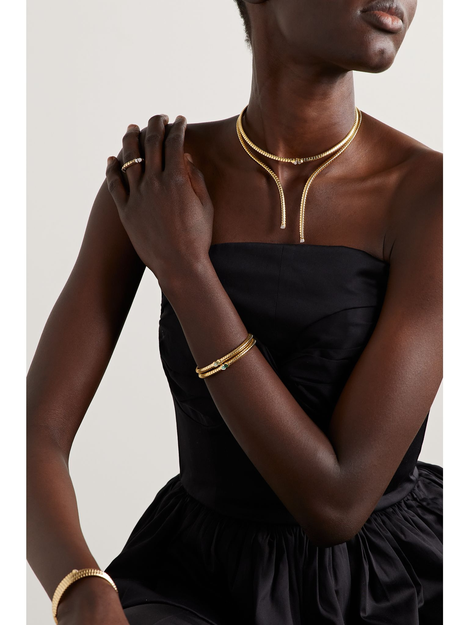 Trisolina 18-karat gold diamond choker Gold - 4