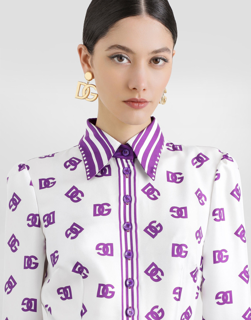 DG logo all-over print twill shirt dress 4