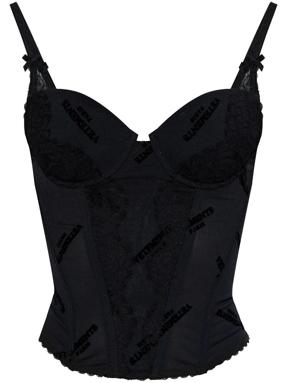 flocked-logo corset - 1