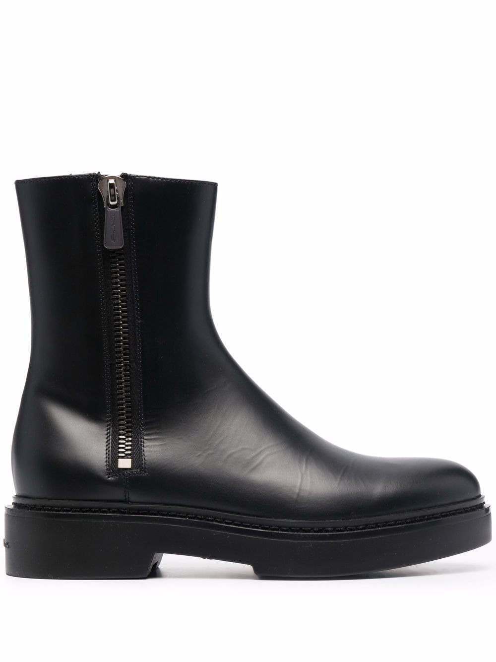 low-heel leather boots - 1
