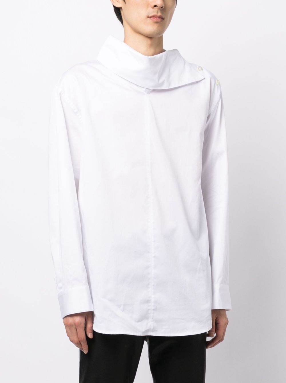 oversized-pointed collar cotton shirt - 3