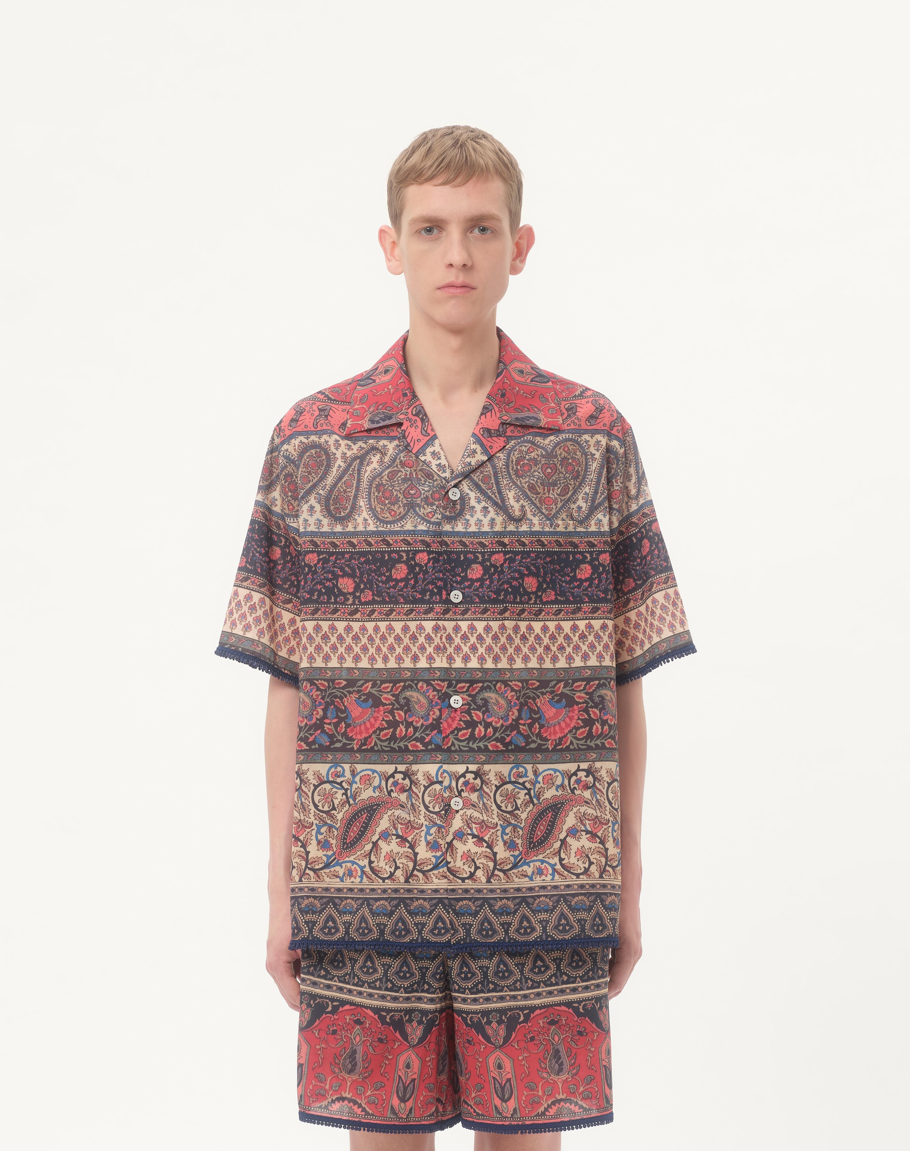 BOWLING SHIRT IN COTTON MUSLIN WITH VOYAGE IMAGINAIRE PRINT AND PASSEMENTERIE TRIMS - 5