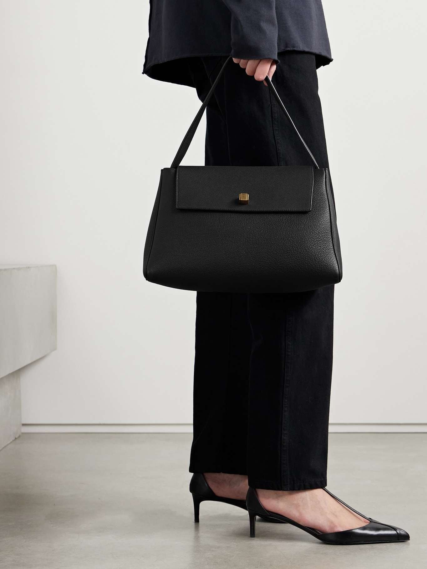 Audrey textured-leather shoulder bag Black - 2