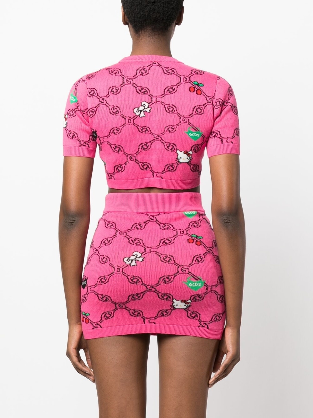 cartoon-print knitted top - 4