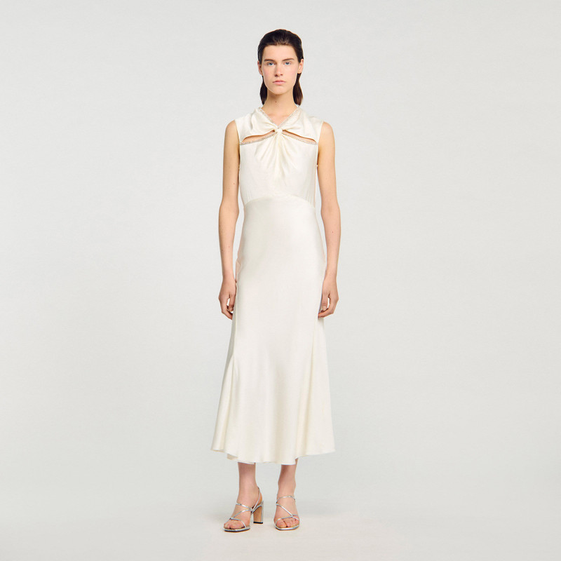 Sandro SATIN MAXI DRESS WITH RHINESTONES outlook