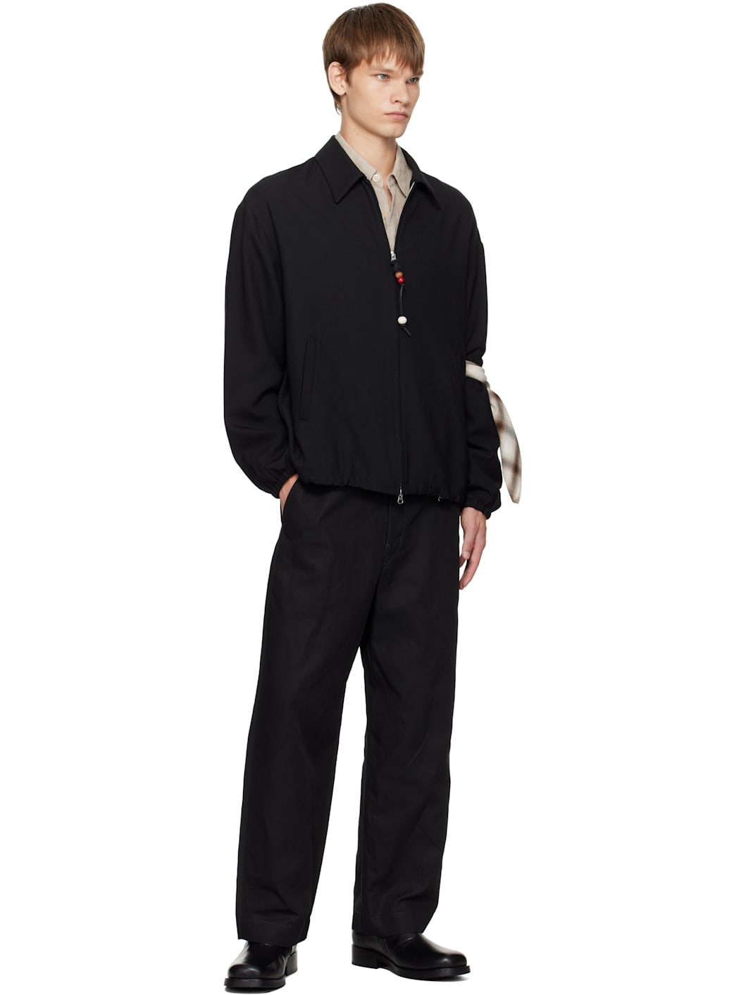 Black Gabardine Slim Coach Jacket - 4