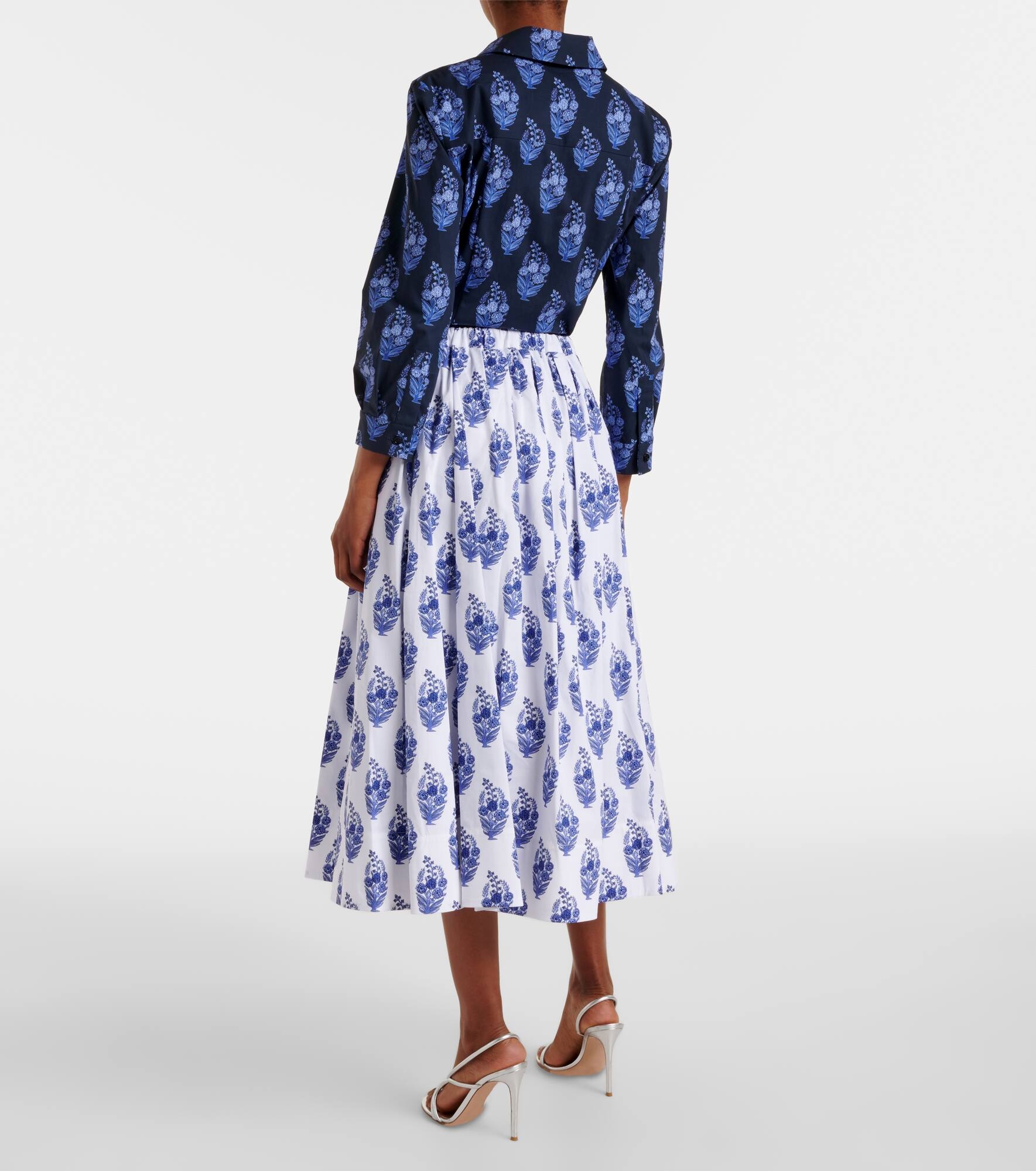 Floral cotton-blend midi skirt - 3