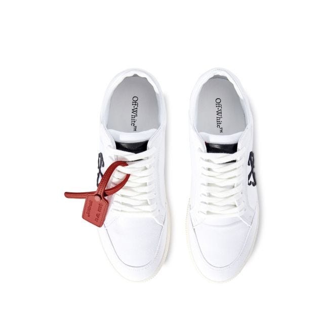 Vulcanized contrasting-tag canvas sneakers - 4