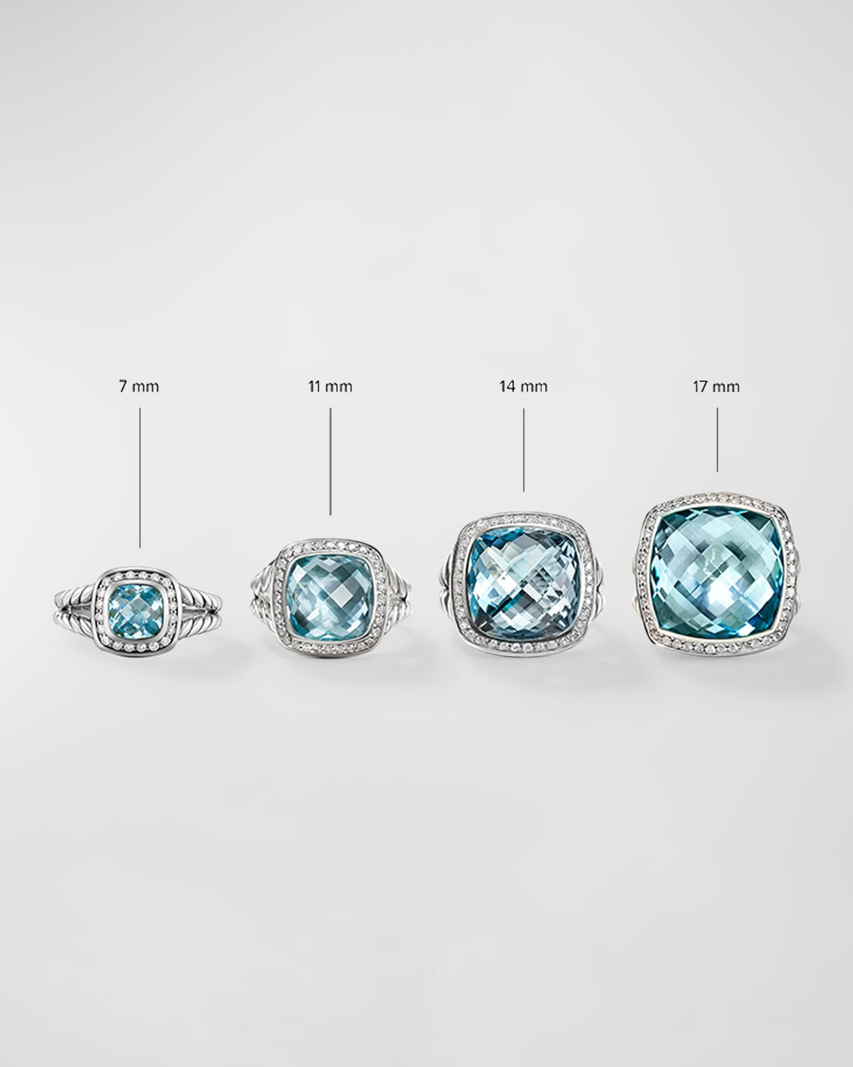 Petite Albion Ring with Gemstone and Diamonds in Silver, 7mm - 6