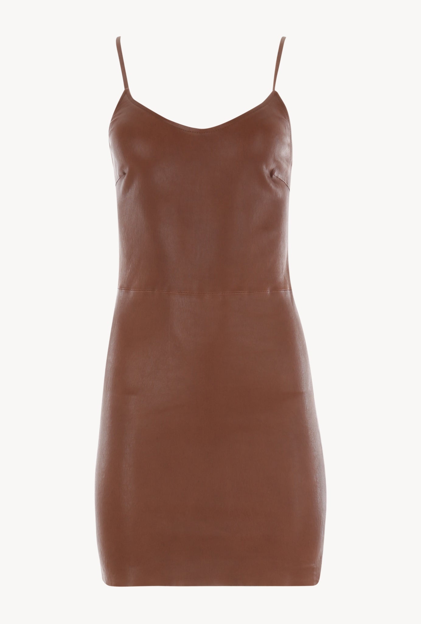 CINNAMON LEATHER TANK DRESS - 1