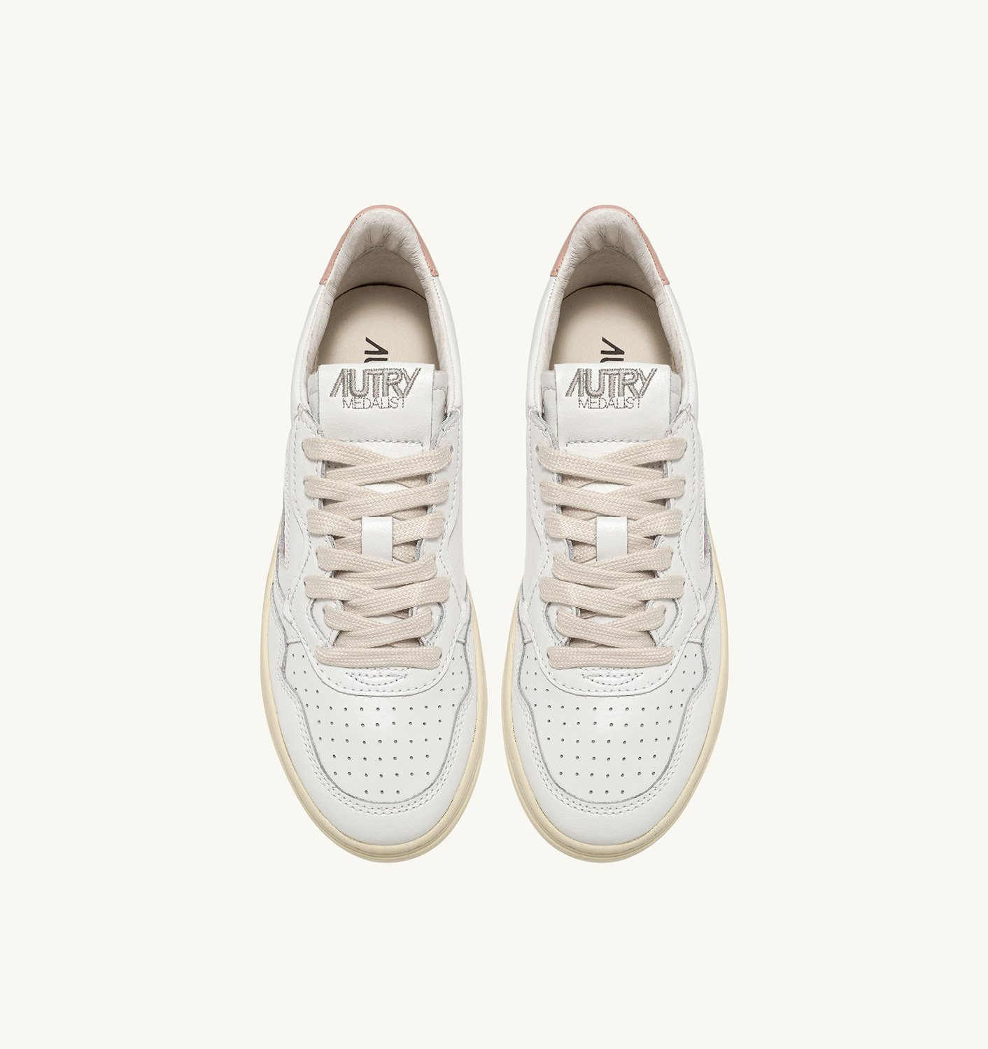 MEDALIST LOW SNEAKERS IN WHITE AND PINK LEATHER - 5