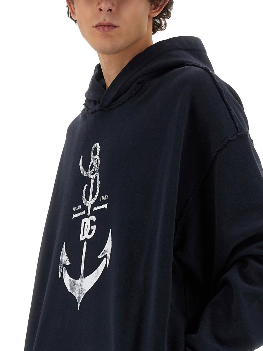 Dolce & Gabbana Men Sweatshirt With Navy Print - 4