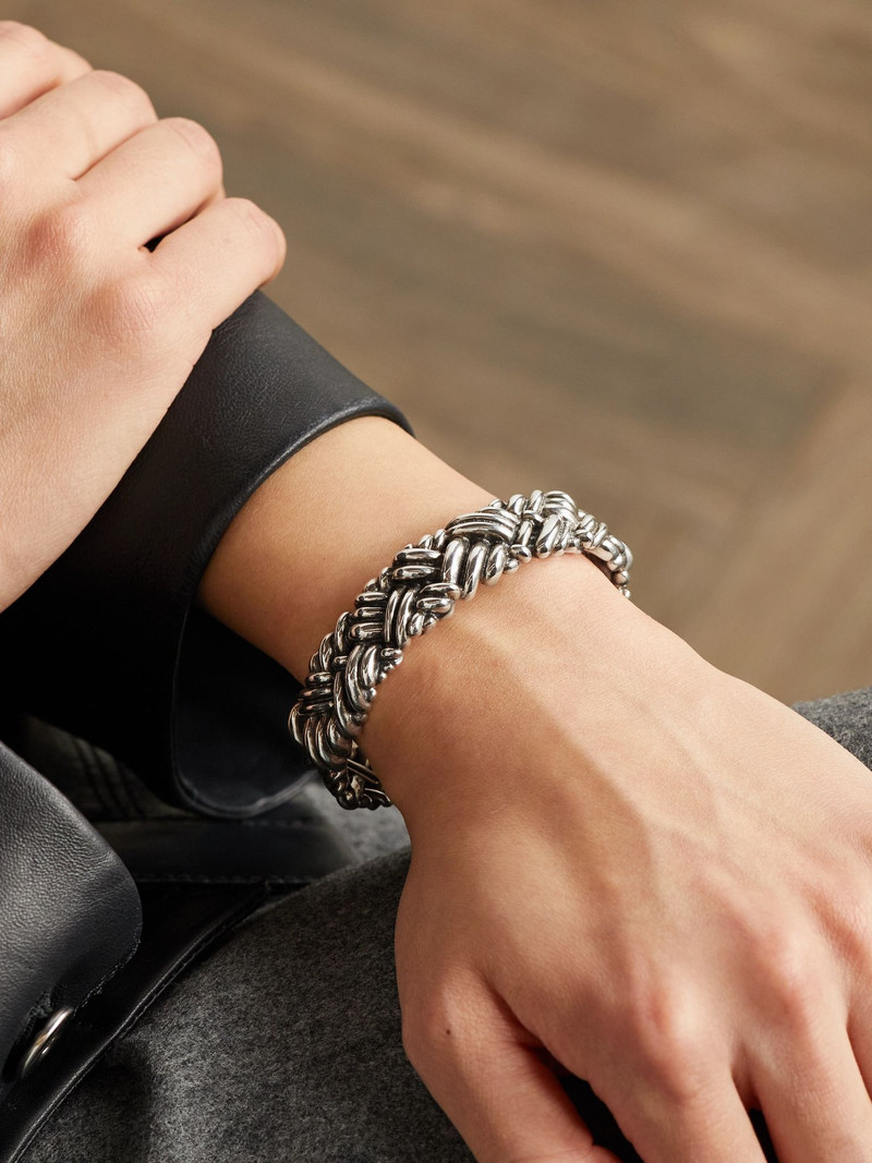 Bottega Veneta Engraved Sterling Silver Cuff Silver outlook