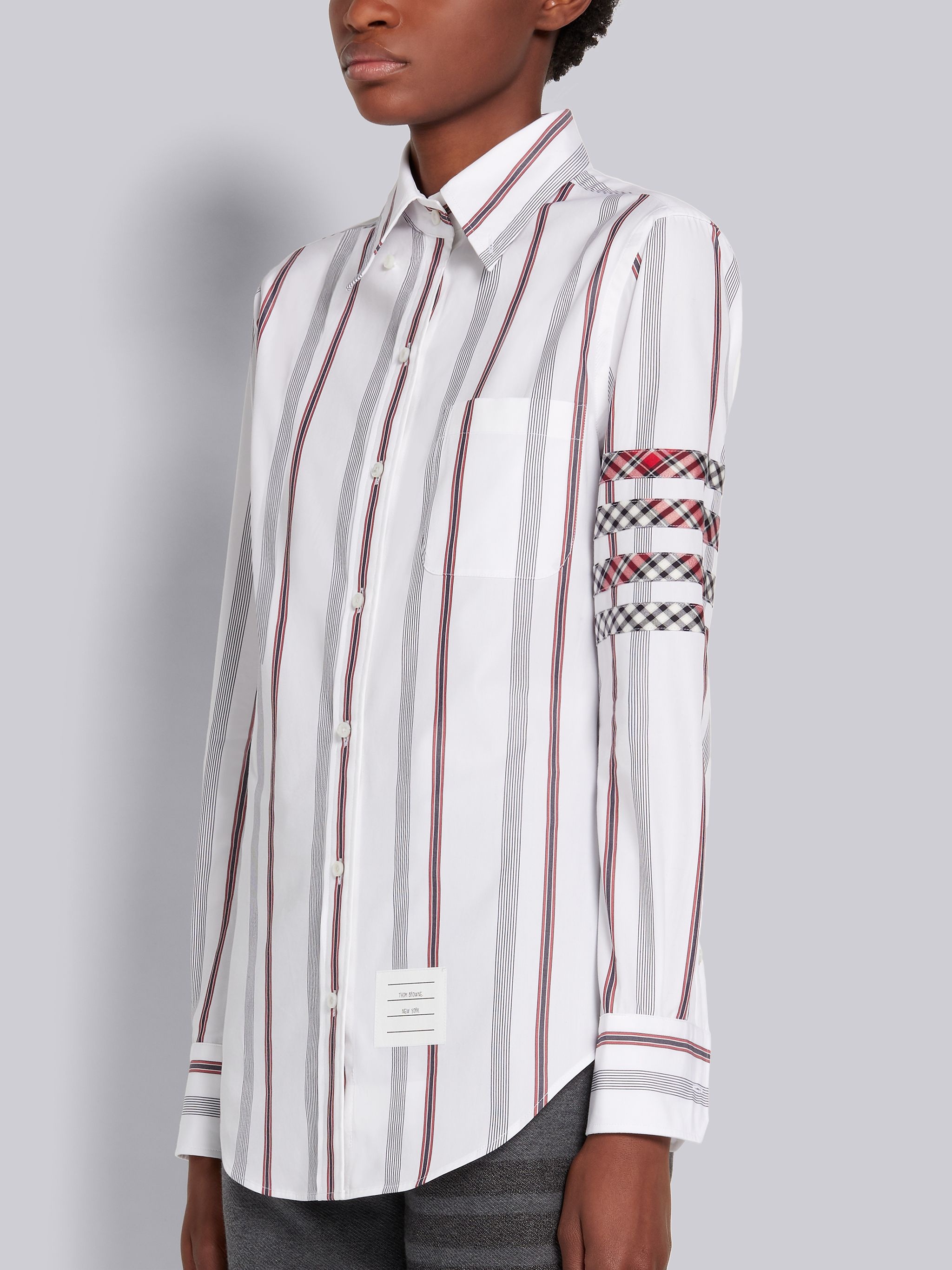 Multicolor Hairline Stripe Poplin 4-Bar Long-sleeved Classic Button Down Shirt - 2