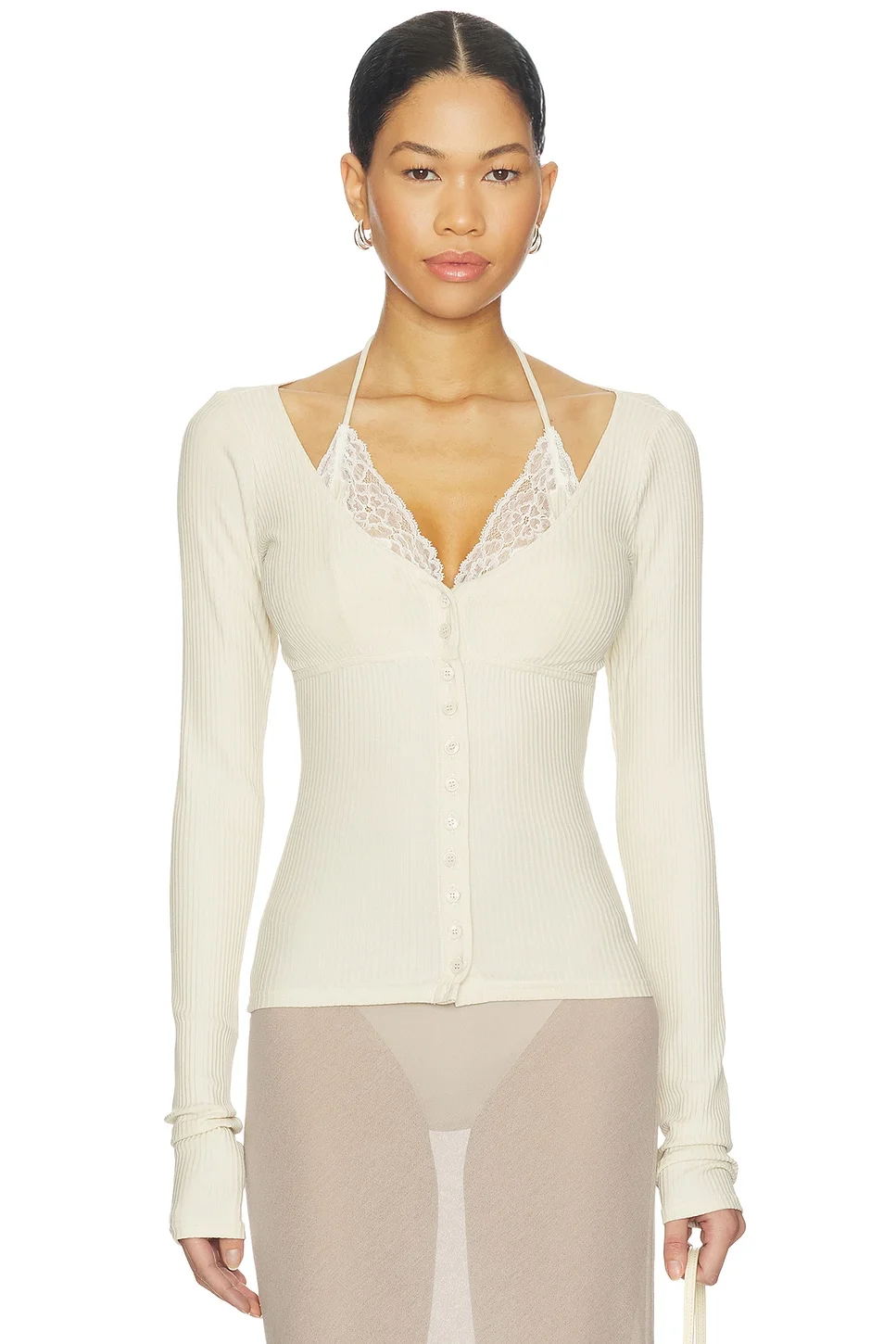 Ribbed Jersey Cardigan - 1