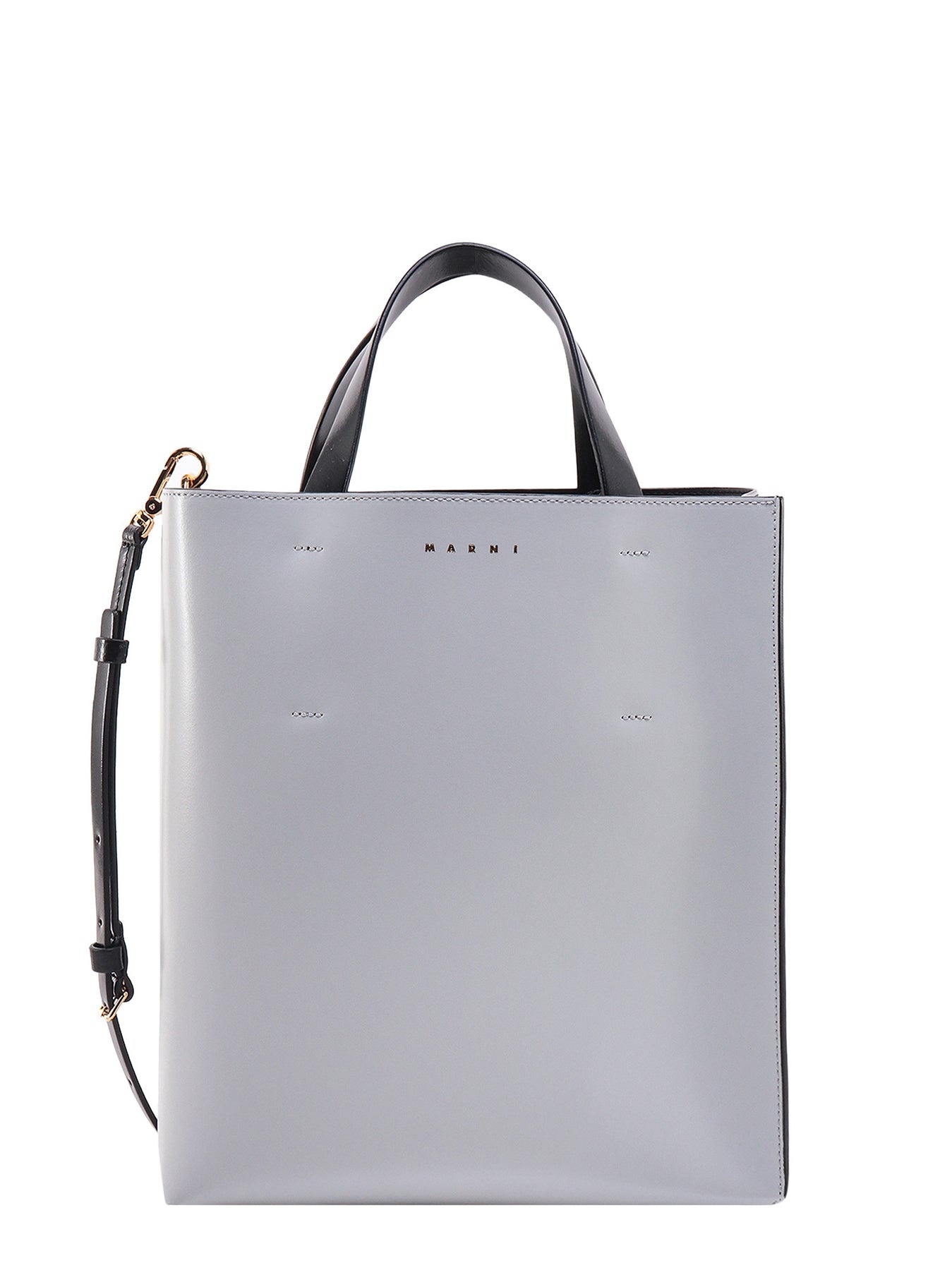 Leather handbag with color-block motif - 1