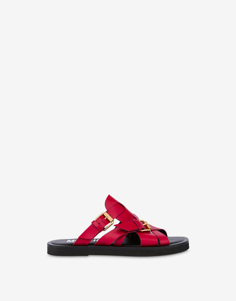 DOUBLE BUCKLE CALFSKIN SANDALS 2