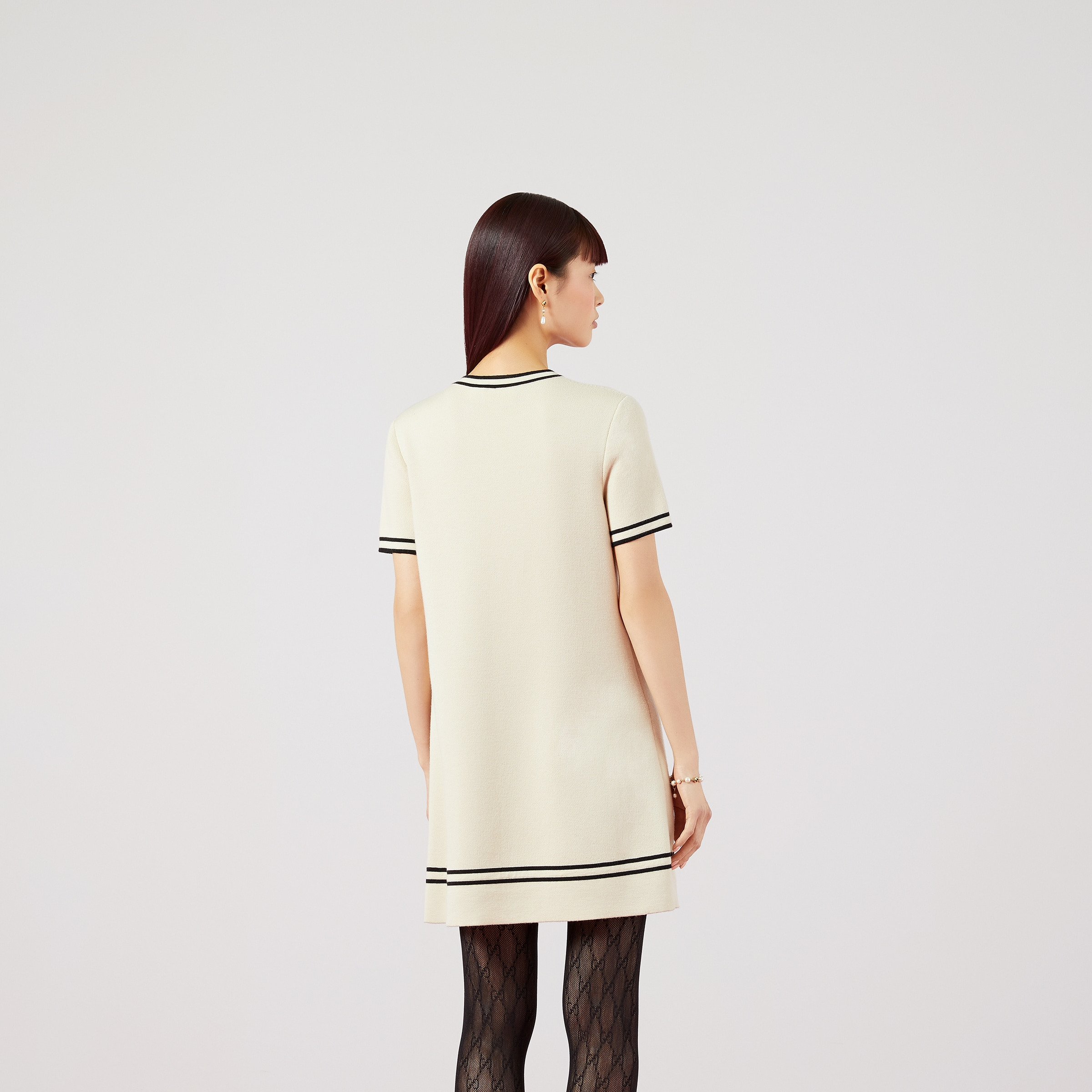 Wool dress with contrast trim - 6