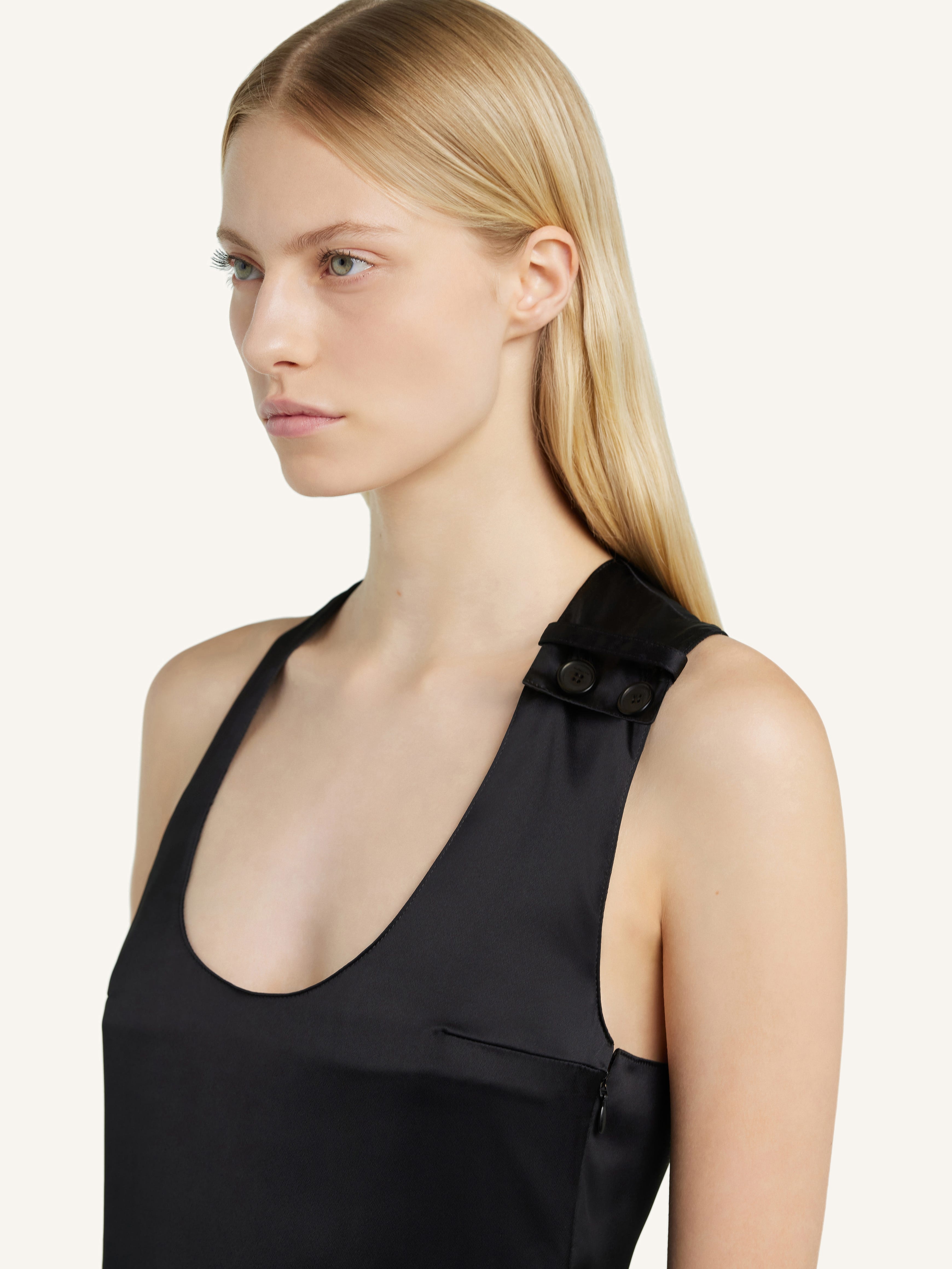 DOUBLE BUCKLE SATIN EFFECT DRESS - 5