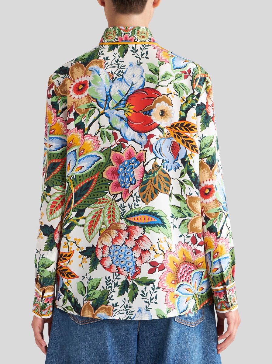 CREPE DE CHINE SHIRT WITH BOUQUET PRINT - 5