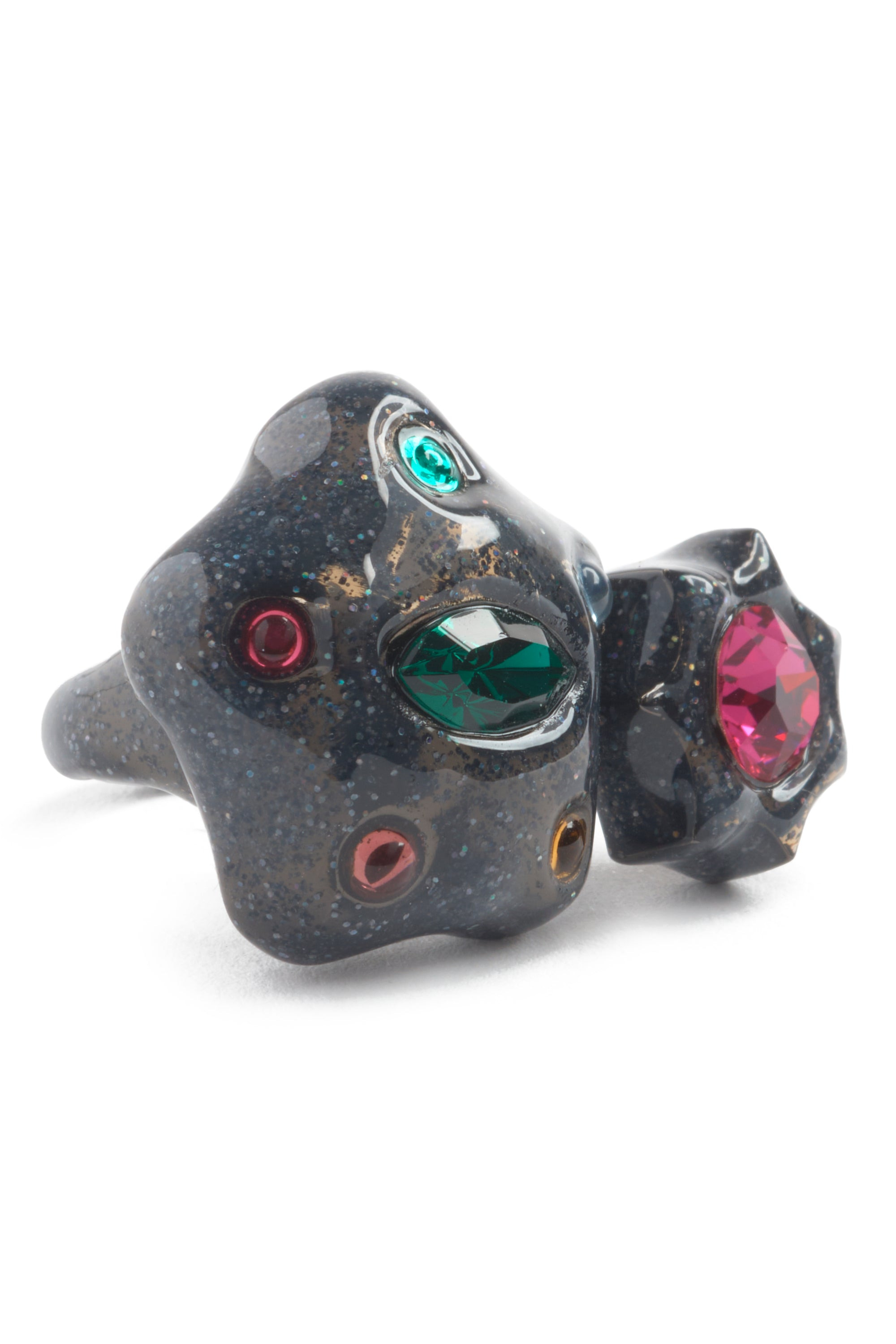 GLITTER BLACK STARLET RING - 3