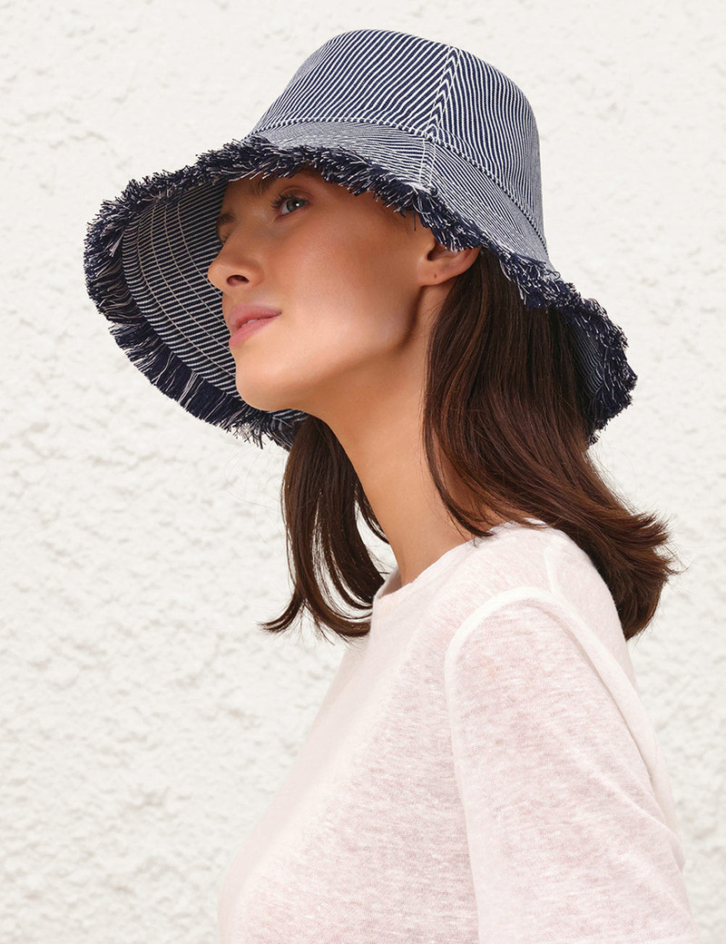 Zimmermann STRIPE DENIM BUCKET HAT outlook