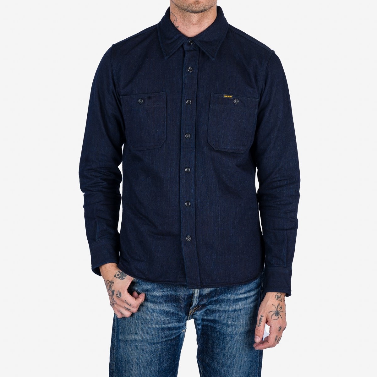 IHSH-374-IND 14oz Double Cloth Work Shirt - Indigo - 3