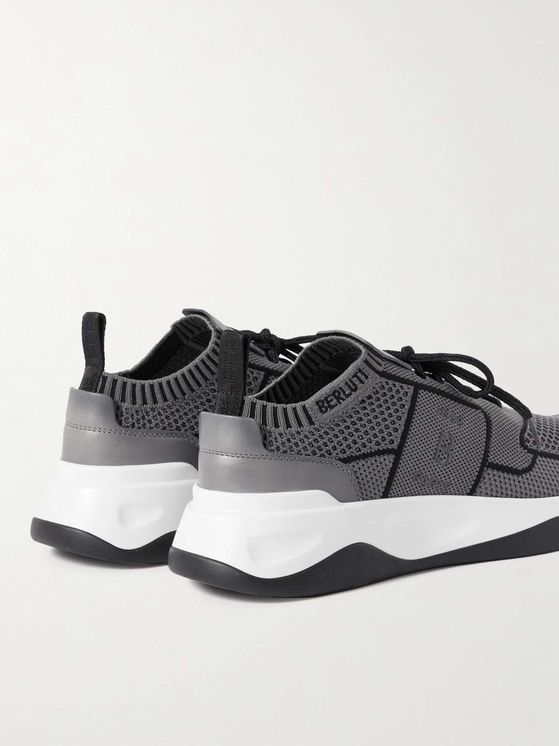Shadow Leather-Trimmed Stretch-Knit Sneakers 5