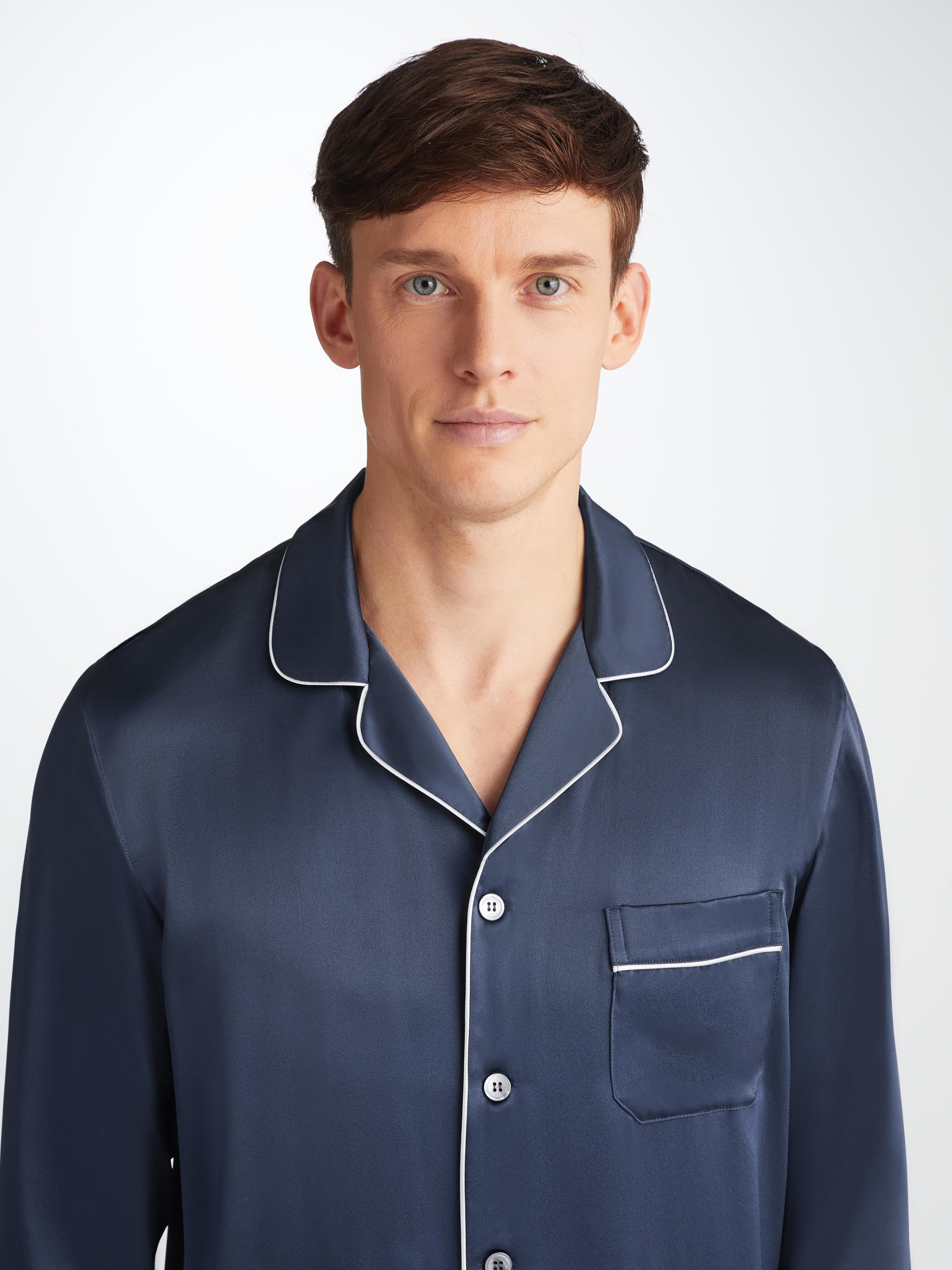 Men's Pyjamas Bailey Silk Satin Navy - 6