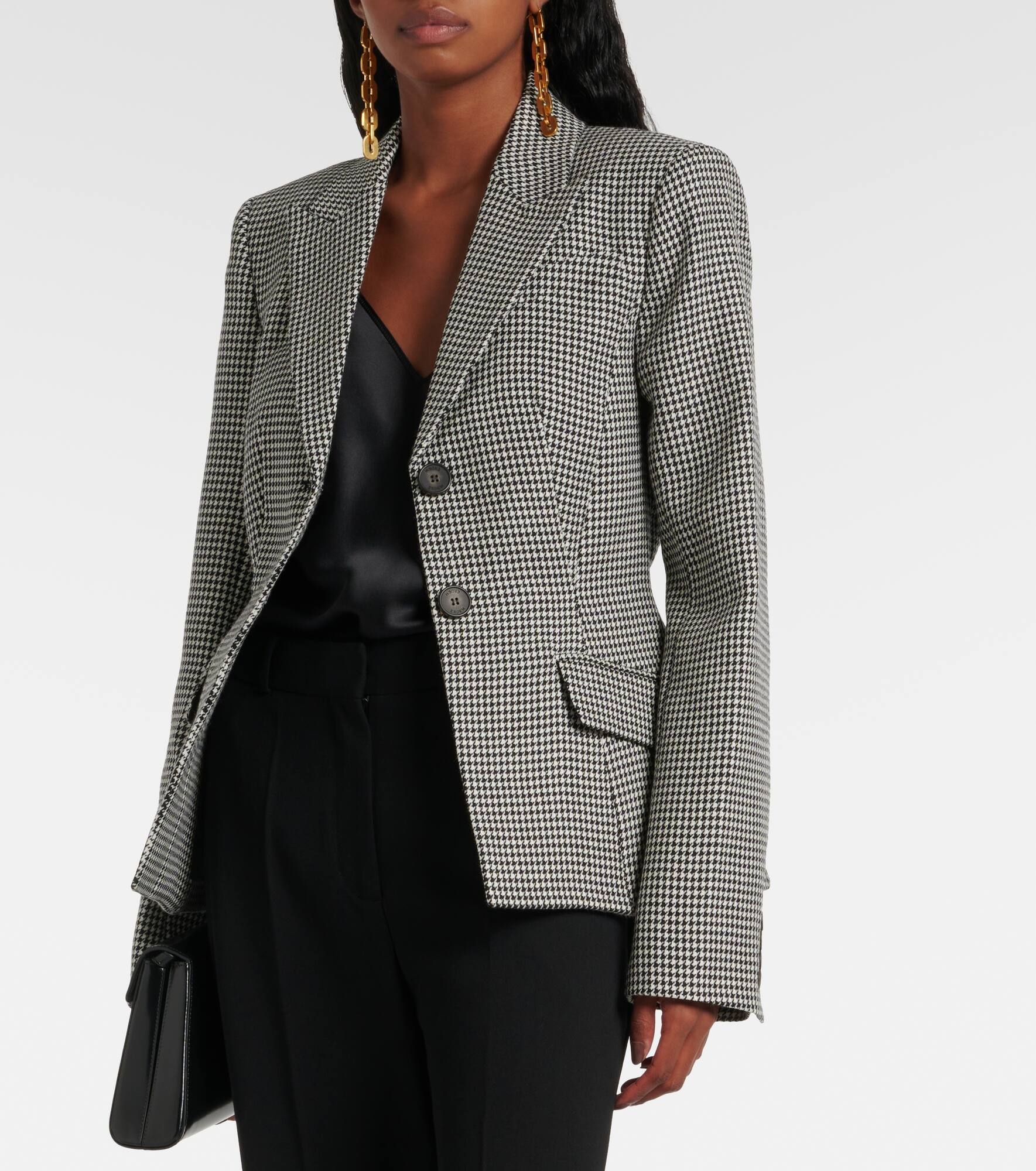 Tailored houndstooth wool blazer - 6