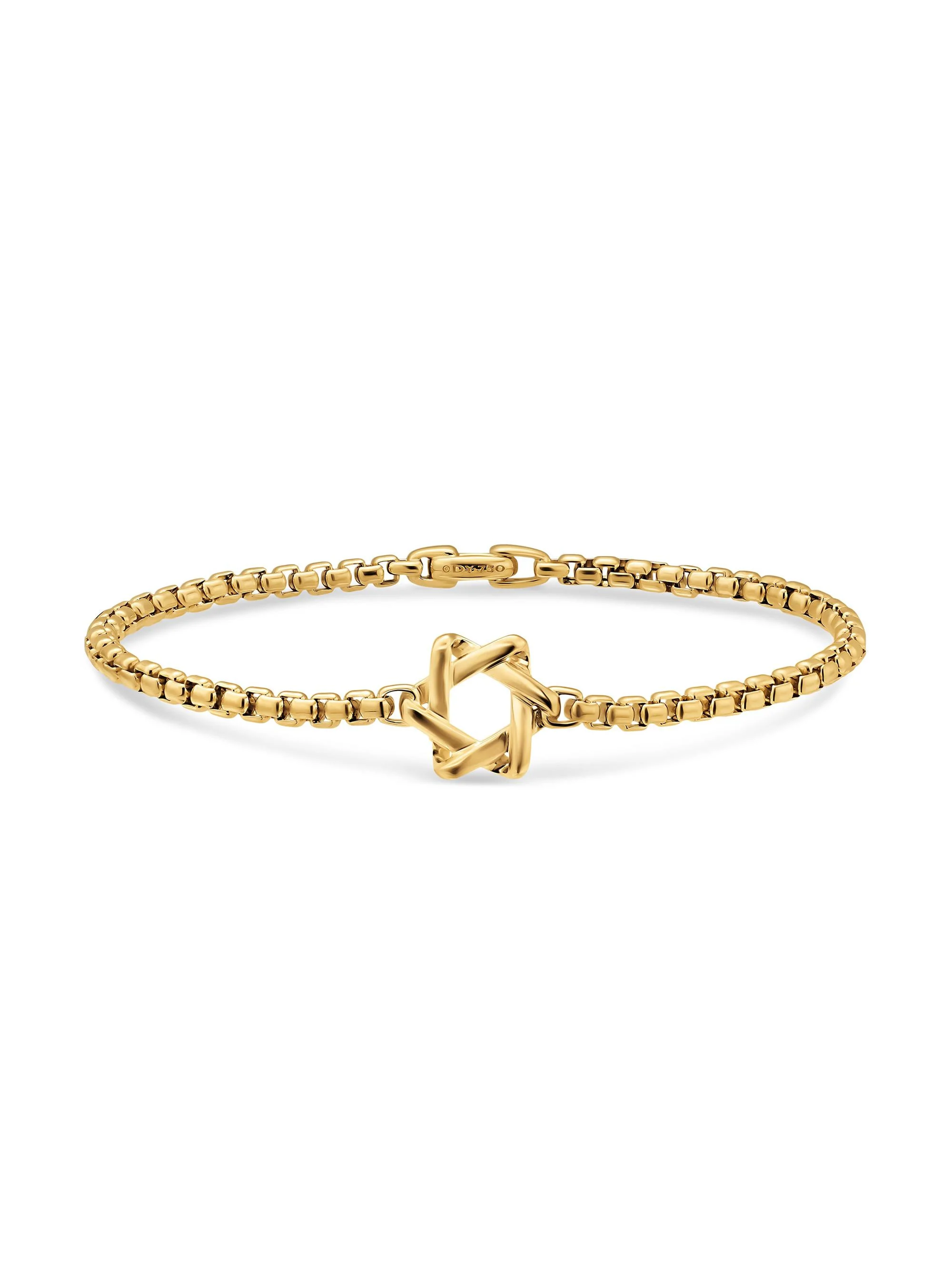 Men's Star of David Station Bracelet in 18K Yellow Gold, 3.4MM - Gold - 1
