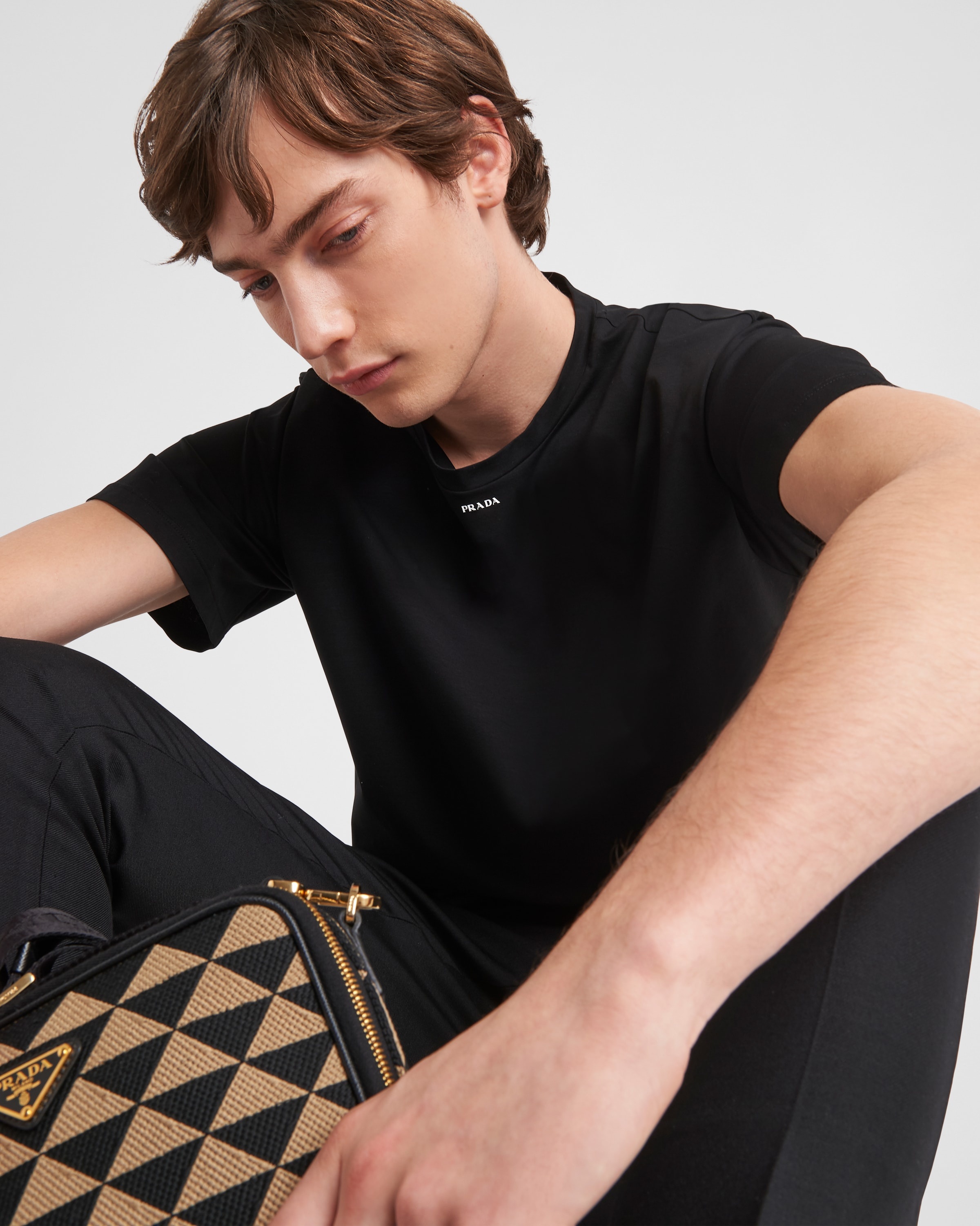 Stretch cotton T-shirt with logo - 4