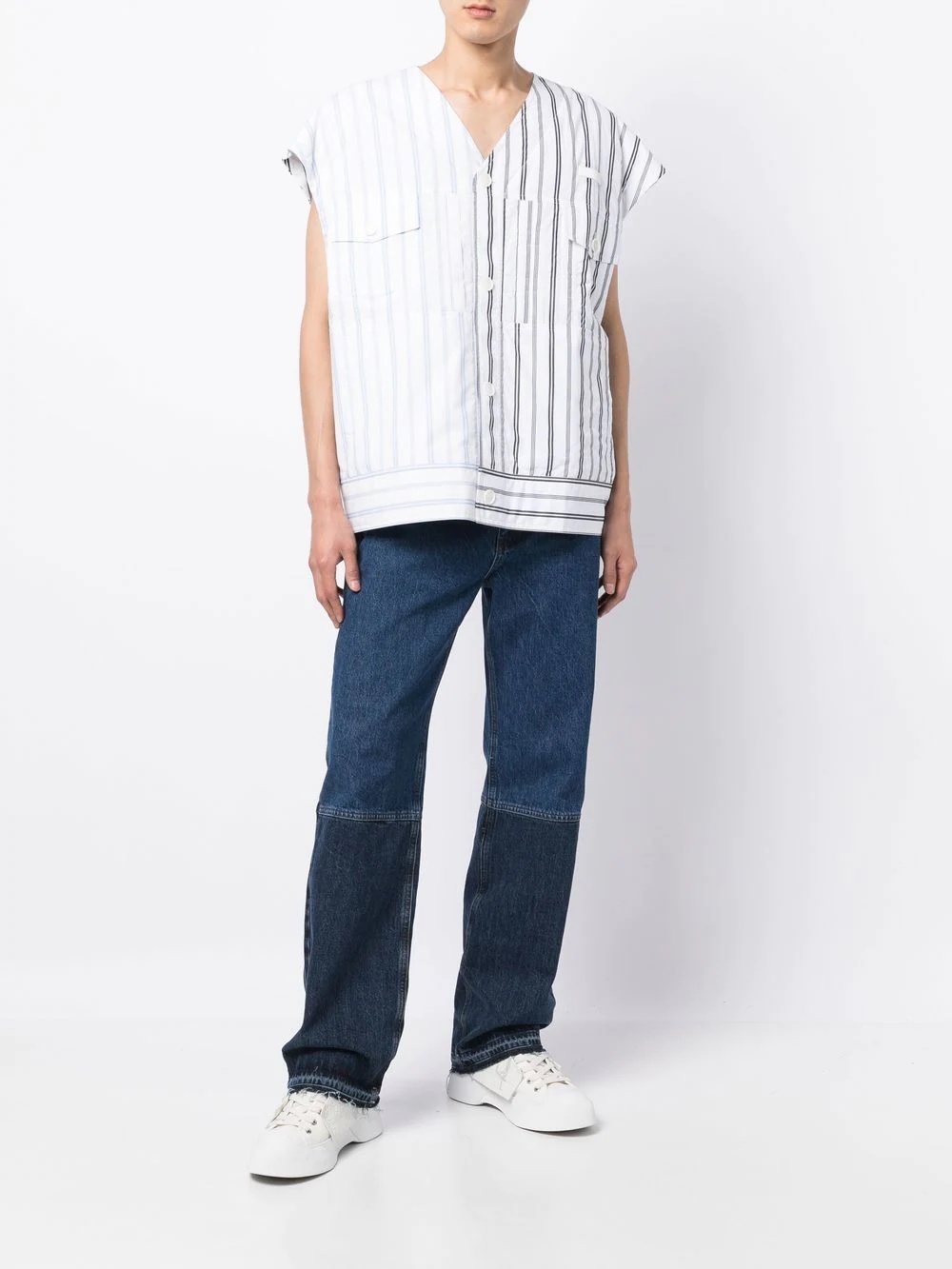 layered striped jacket - 6