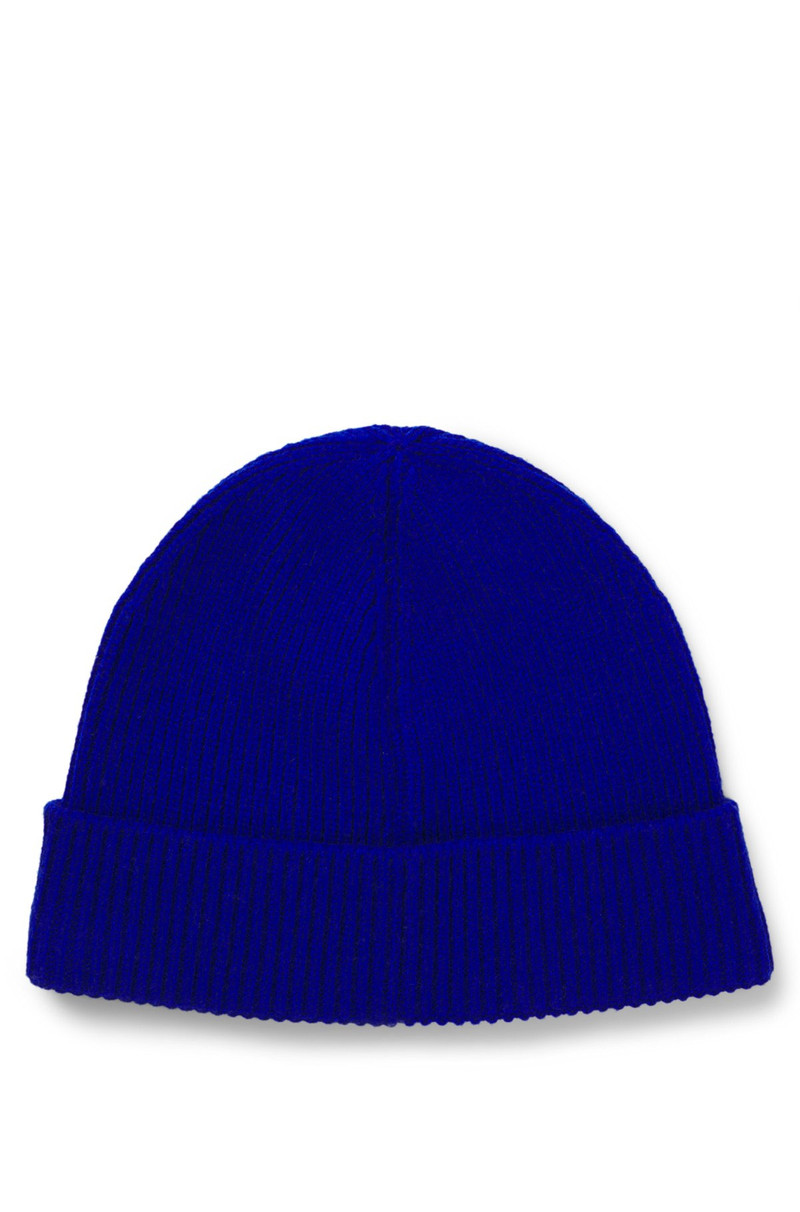 HUGO LOGO-LABEL BEANIE HAT WITH RIBBED KNIT outlook