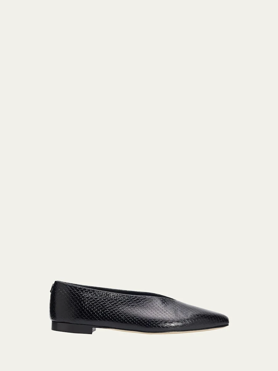 Margot Embossed Leather Ballerina Flats - 1