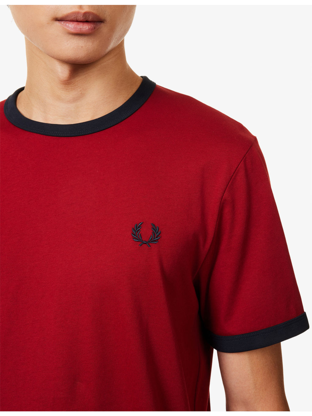 Ringer Embroidered-Logo Cotton T-Shirt - 5