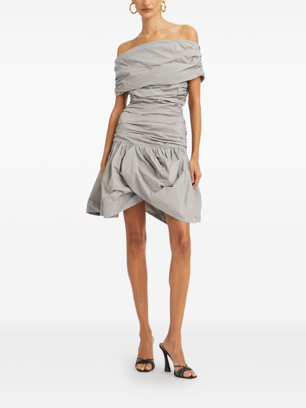 off-shoulder ruched mini dress - 2