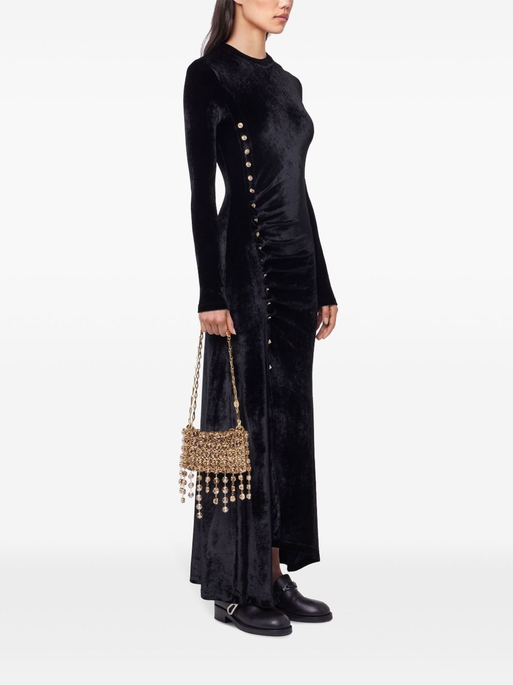 draped velvet maxi dress - 3
