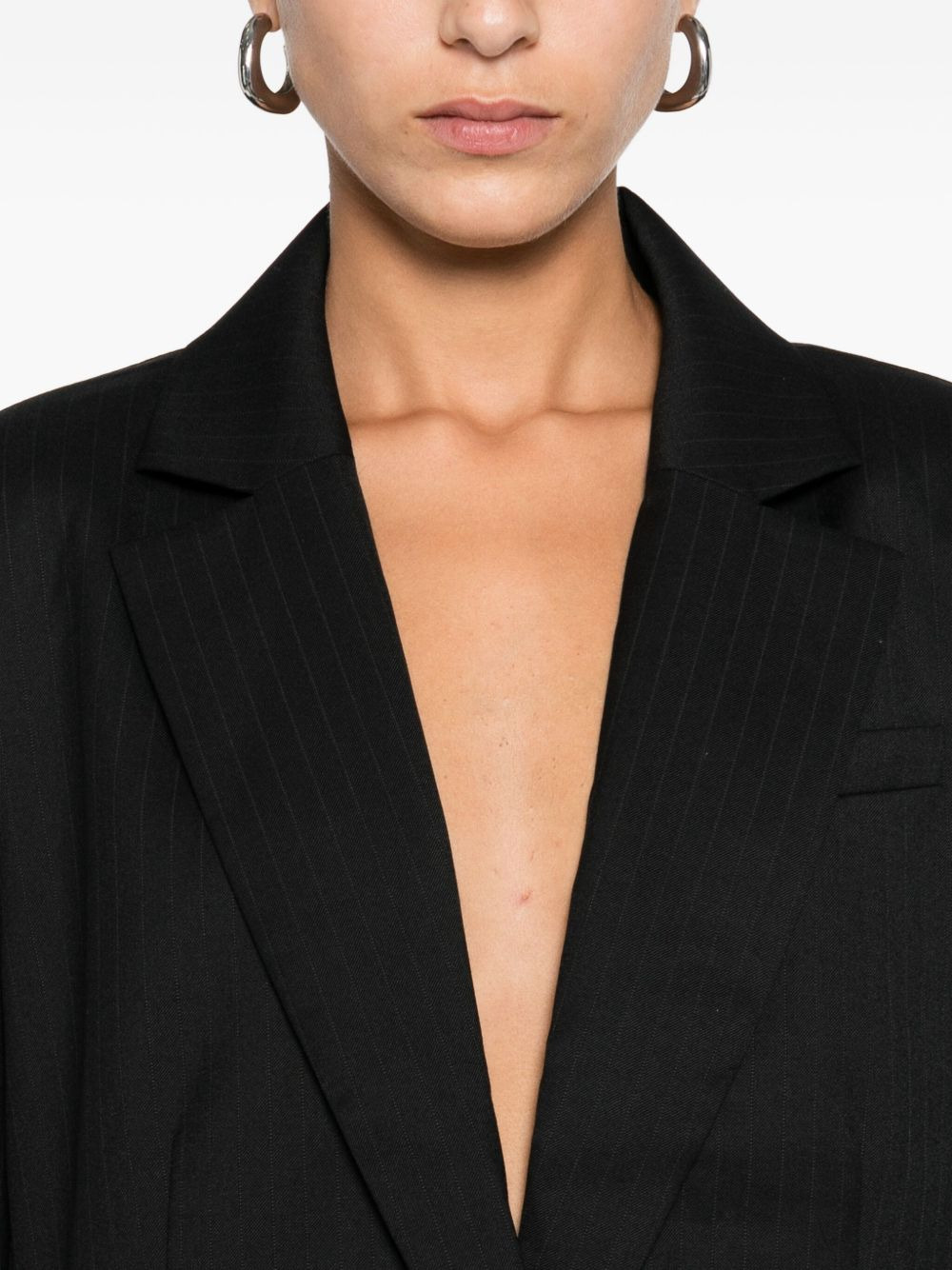 pinstriped split-detail blazer - 5