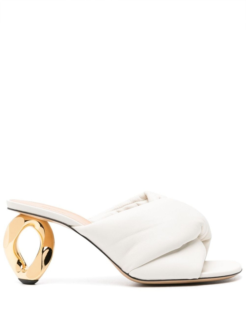 Chain Heel 95mm leather mules 1