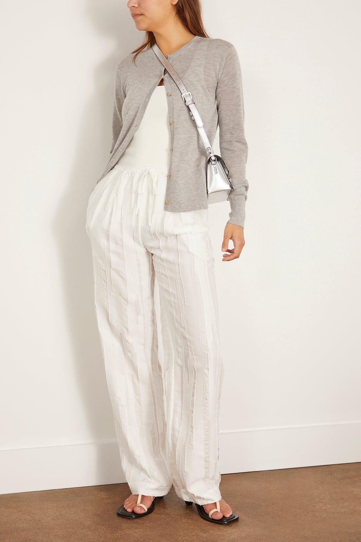 Fine Knit Cardigan in Grey Melange - 2