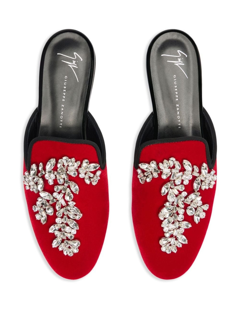 Elsa crystal velvet mules 4