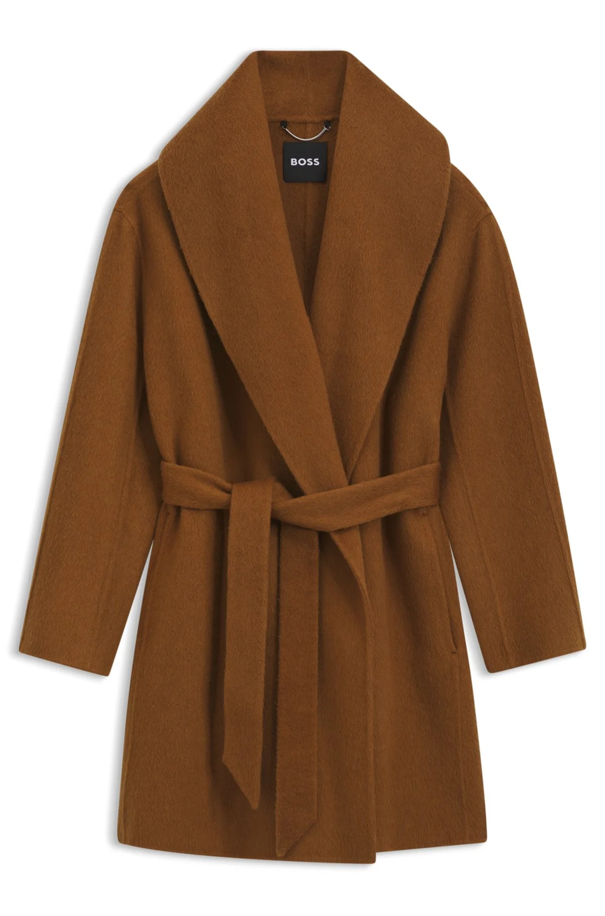 SHAWL-LAPEL WRAP COAT IN A MELANGE WOOL BLEND - 1