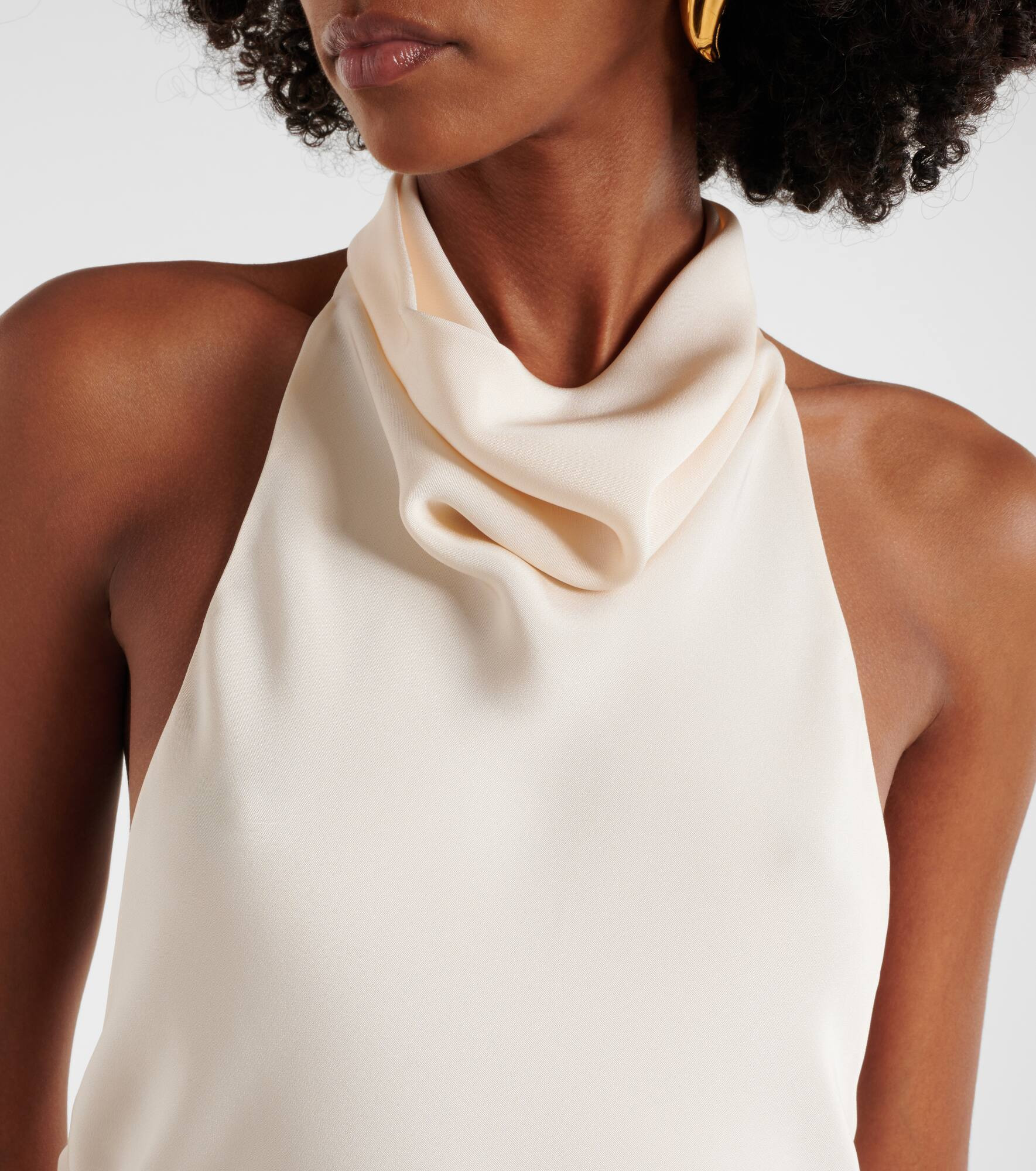 Halterneck silk sablé cocktail dress - 4