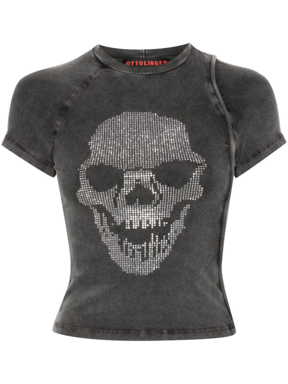 rhinestone-embellished motif T-shirt - 1