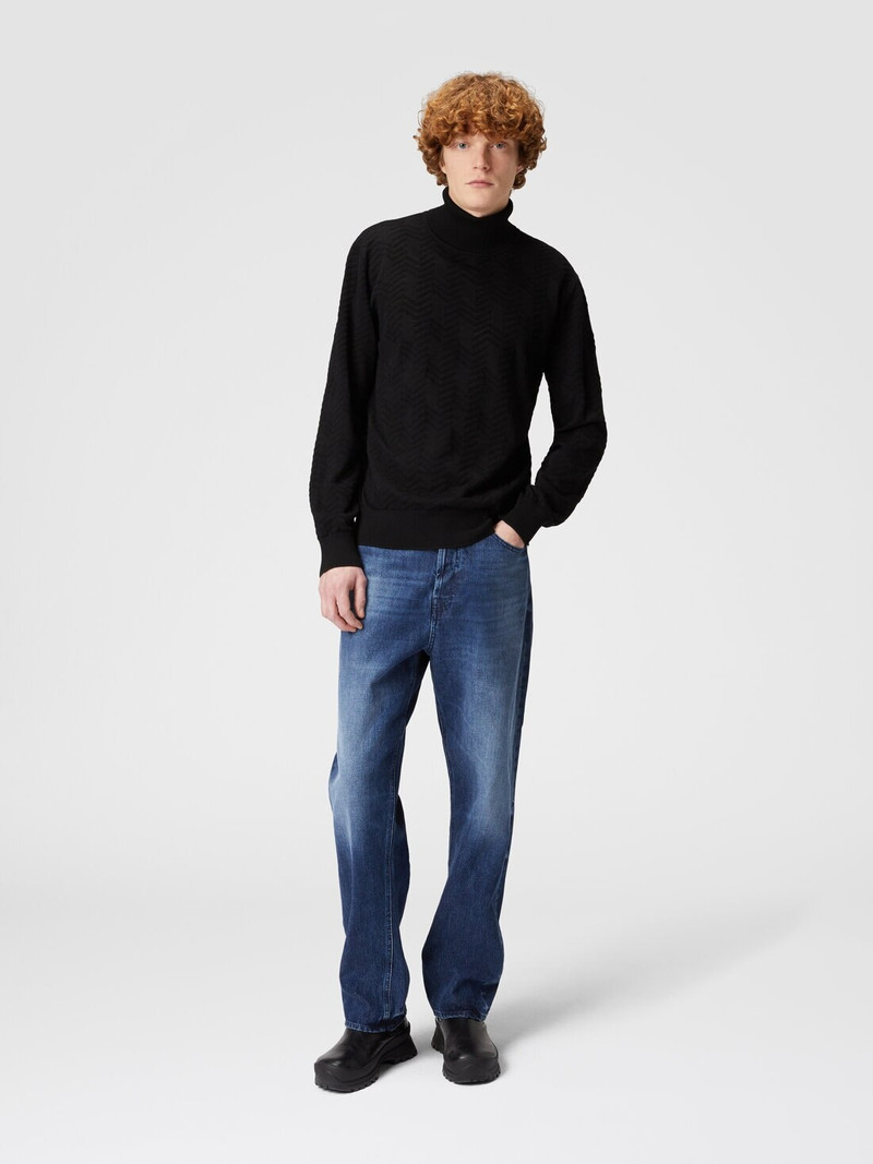 Missoni Wool turtleneck pullover with tone-on-tone chevron outlook