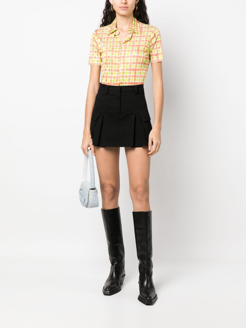 check-print short-sleeve shirt - 2