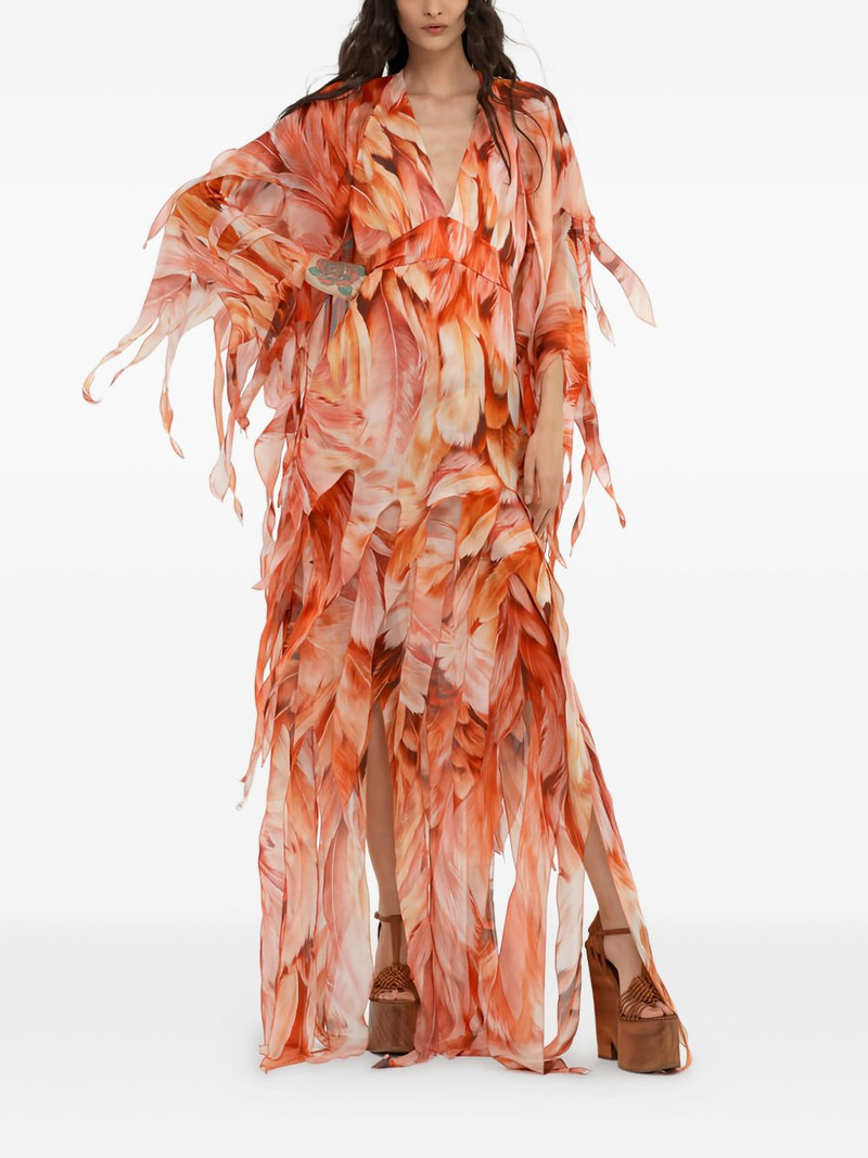 Roberto Cavalli feather-effect patterned maxi dress outlook