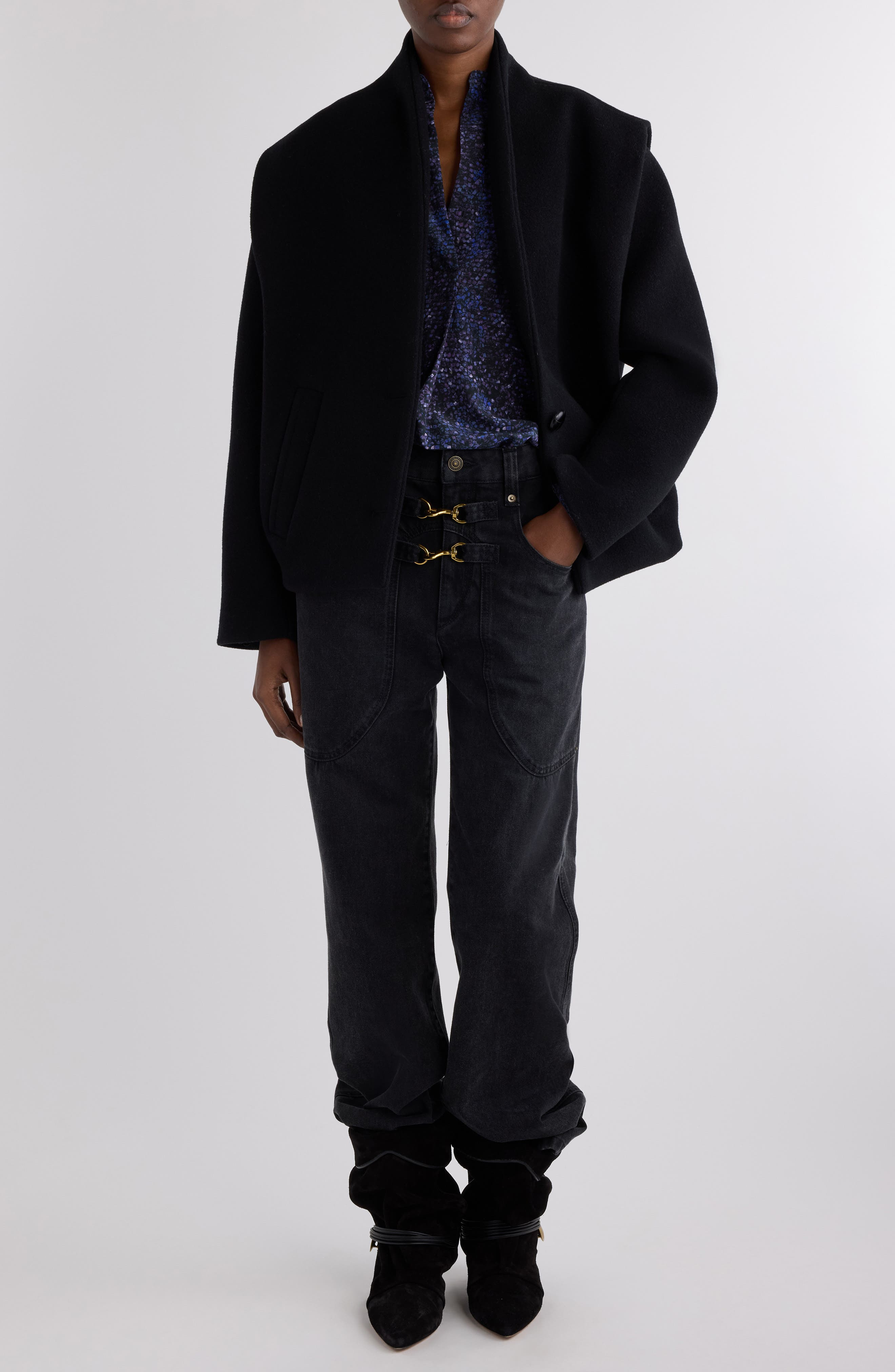 Isabel Marant Dyogo Wool Blend Felt Jacket in Black at Nordstrom - 2