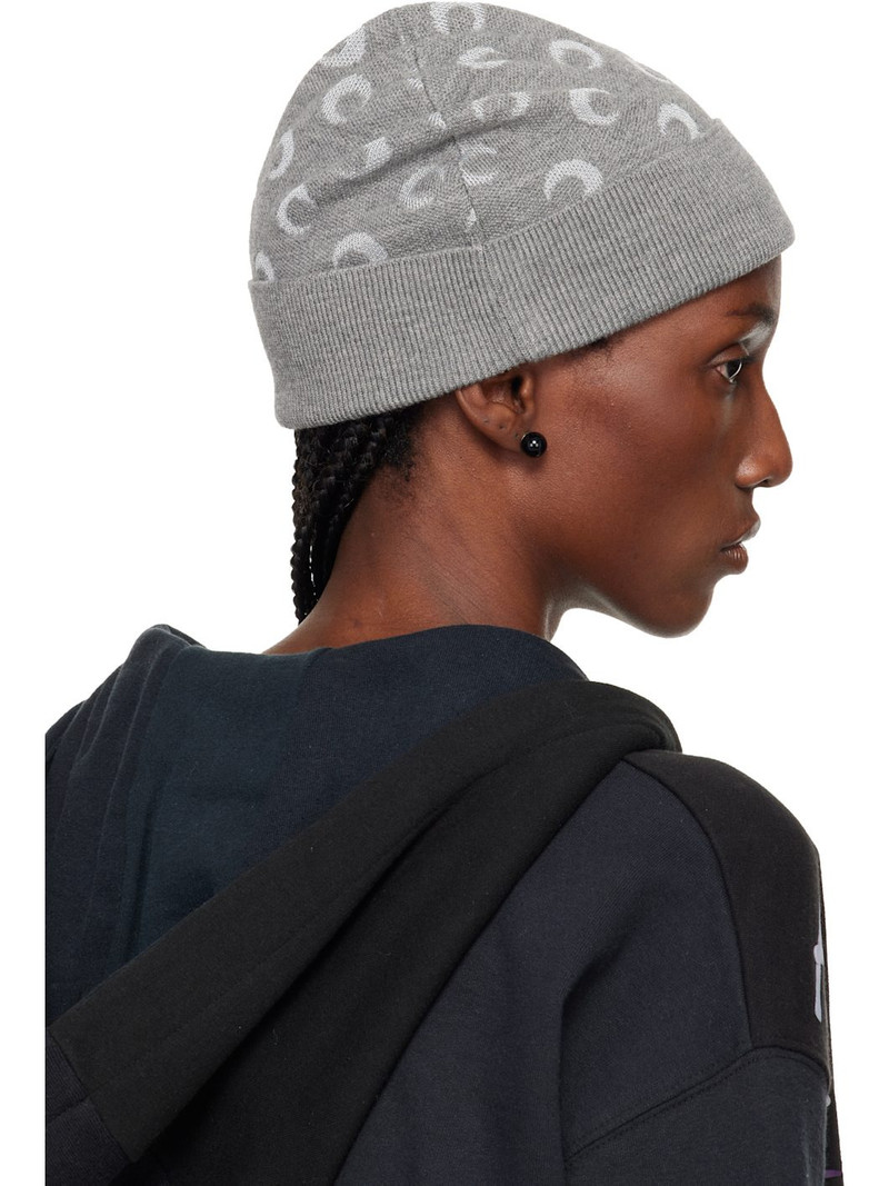 Gray Moon Jacquard Knit Beanie 3